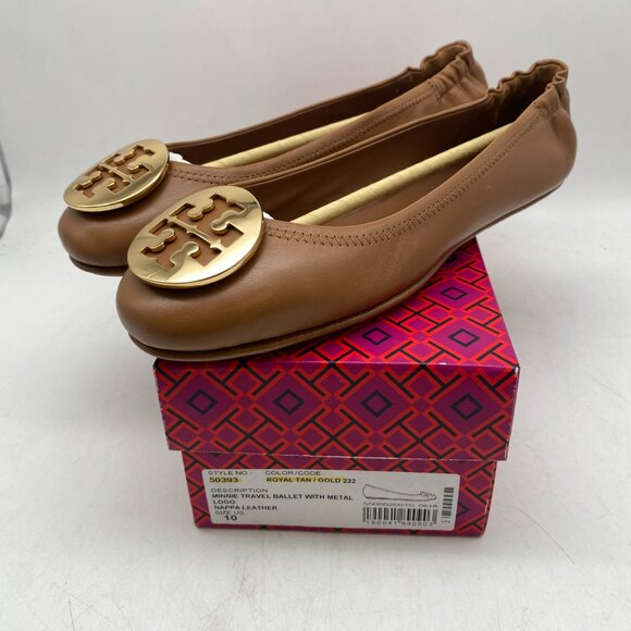 Tory Burch  Minnie Travel Ballet w Metal Logo Nappa Leather #50393 - Picture 2 of 7